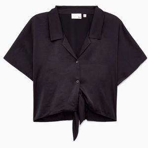 Wilfred Tops - Wilfred Huang Satin Tie-Front Blouse Wilfred Tops - Wilfred Huang Satin Tie-Front Blouse